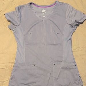 Healing Hands Purple Label Juliet Women's 2-Pocket Scrub Top Small Light Grey